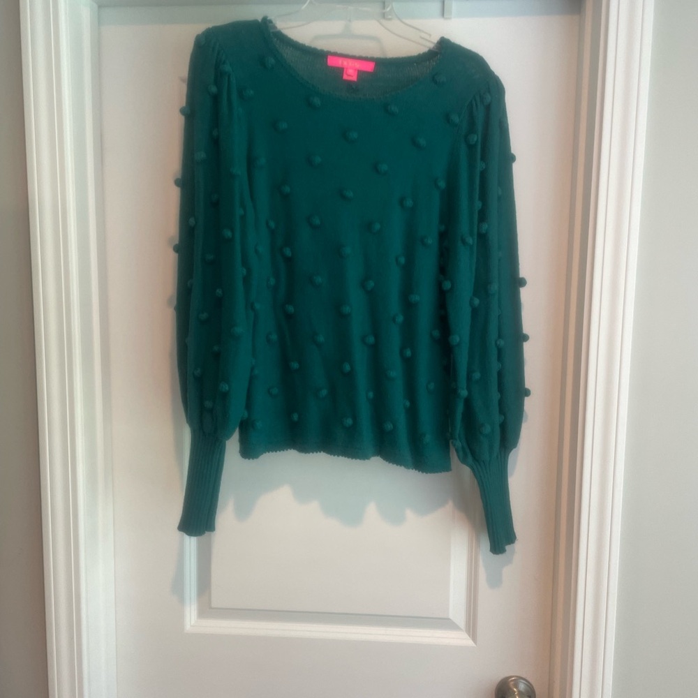 EUC Lilly Pulitzer Green Pom-Pom Sweater, M